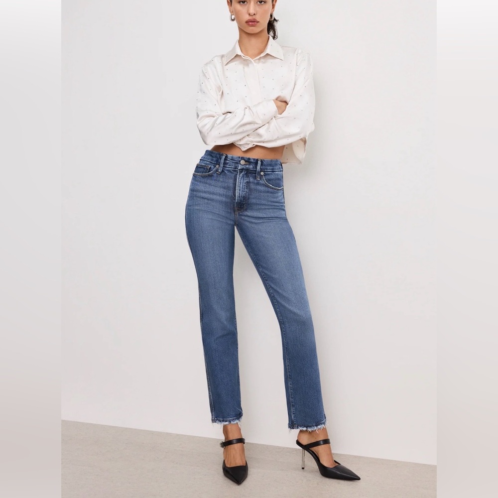 GOOD AMERICAN GOOD CURVE STRAIGHT JEANS Indigo737 Size 4.